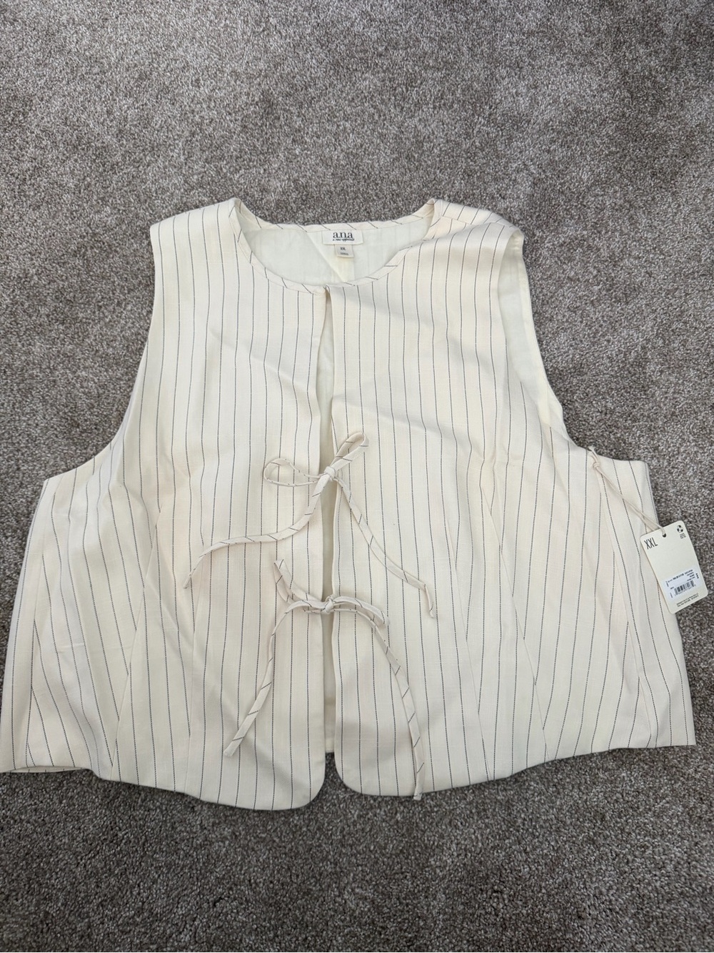 a.n.a Cream Pinstripe Tie-Front Vest